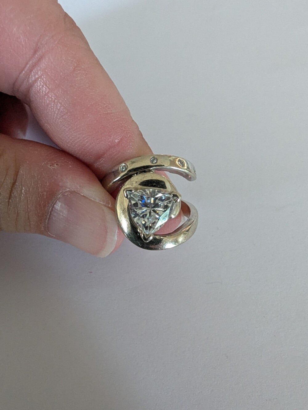 Custom Trillion Cut Charles And Colvard moissanite Ring